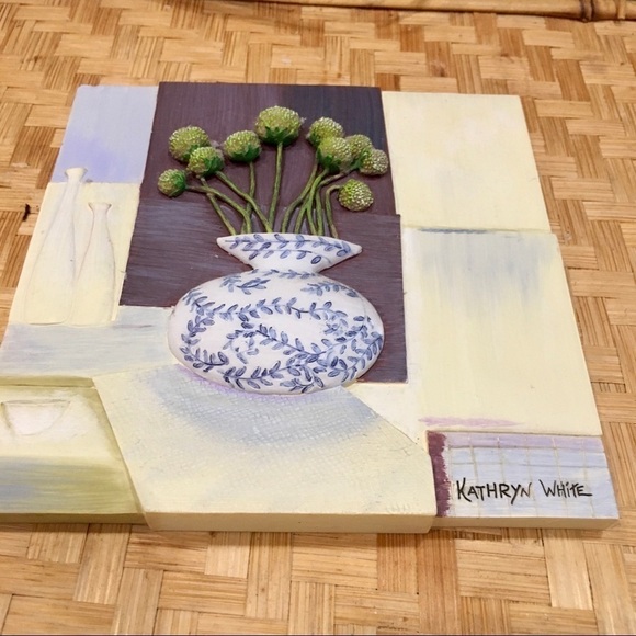 KATHRYN WHITE 3D ART TILE. Floral ceramic tile by artist KATHRYN WHITE - Picture 3 of 6